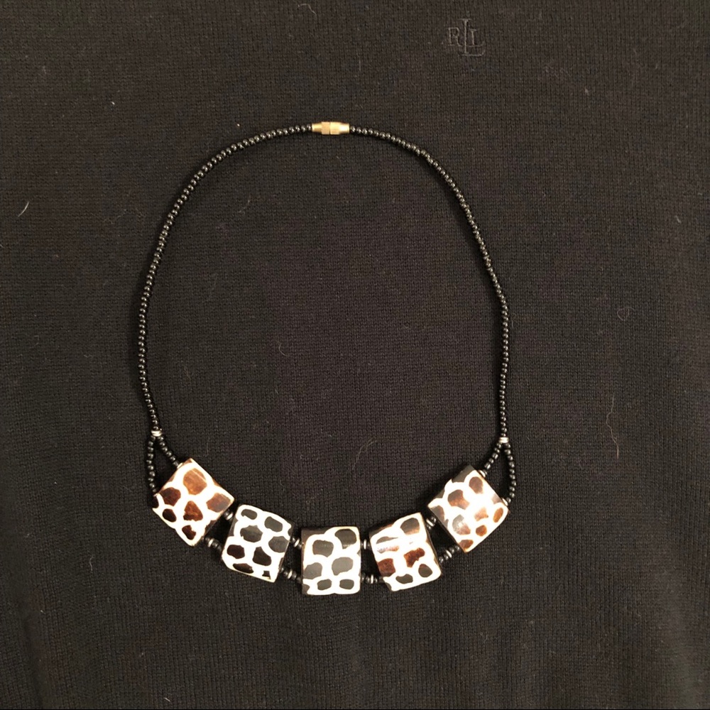 Animal print bead necklace - 17” circumference